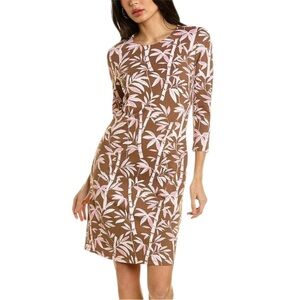 J.McLaughlin Sophia Catalina Cloth Stretch Brown Pink Bamboo Print Size S EUC